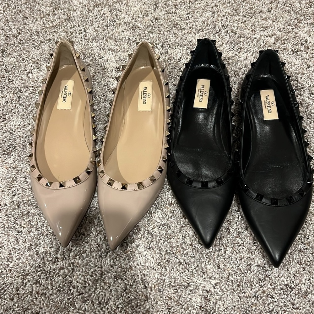 Valentino Leather Rockstud Flats